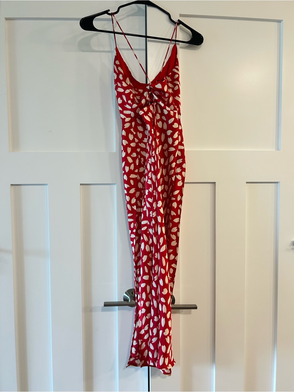Hello Molly Red Printed Spaghetti-Strap Midi Dress with Side Slit - Picture 4 of 5